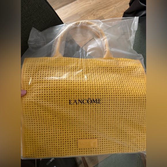 Handbags - Lancome Yellow Woven Tote Bag